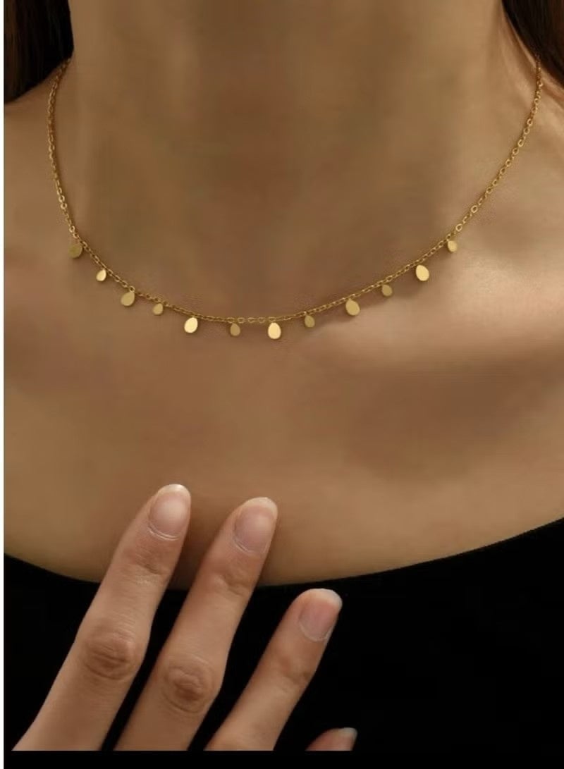 Gold Plated Stainless Steel Teardrop Choker Necklace, Perfect for Daily Wear, Anniversary Gift and Sisters - Image 3